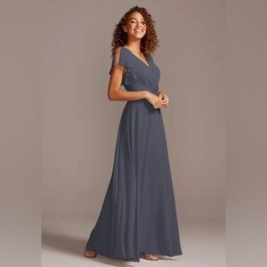 David’s Bridal Celebrate DB Studio Daydream Dress Flutter Sleeve Full Skirt Sz 0